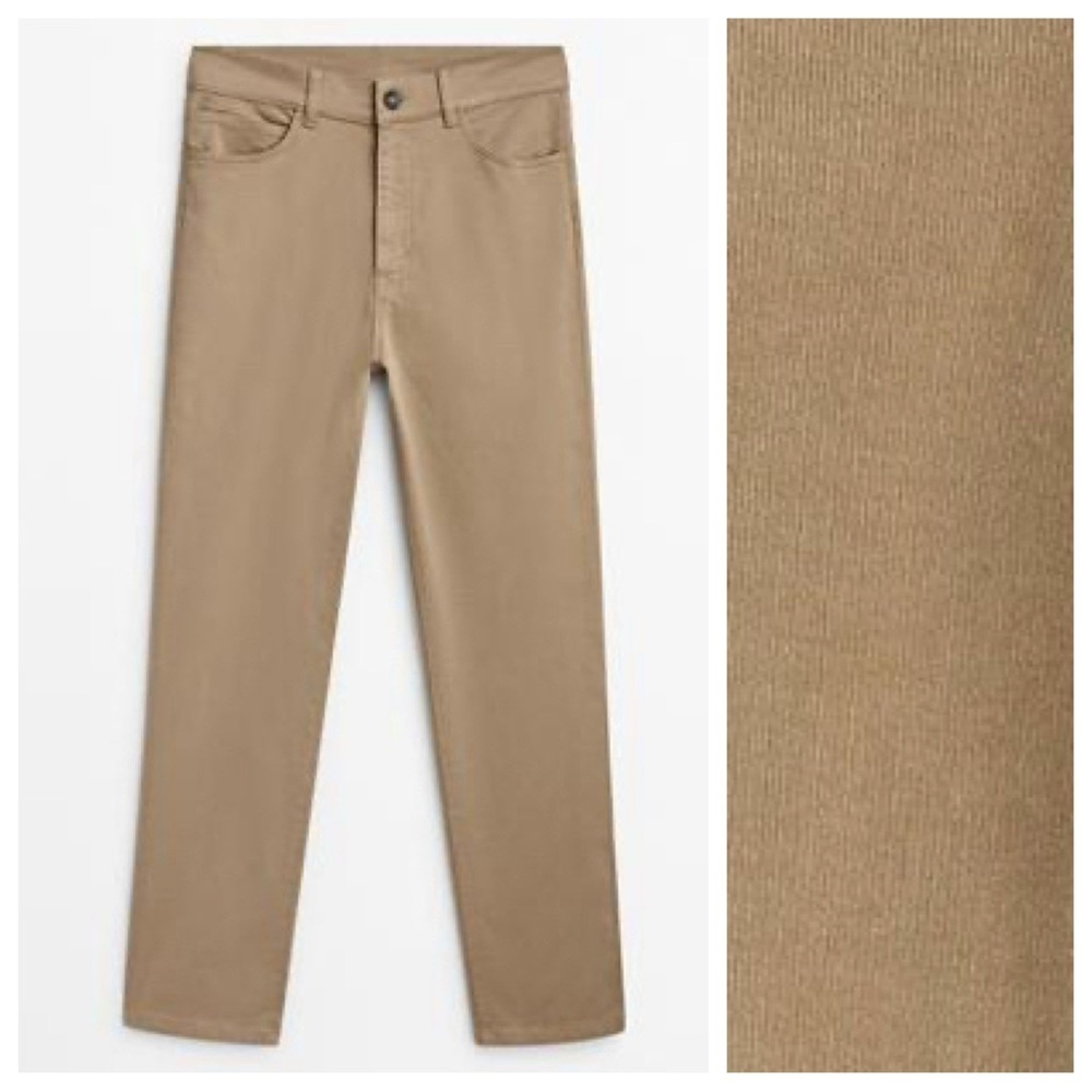 NWT. Massimo Dutti Camel High Rise Slim Fit Trousers. Size 6.